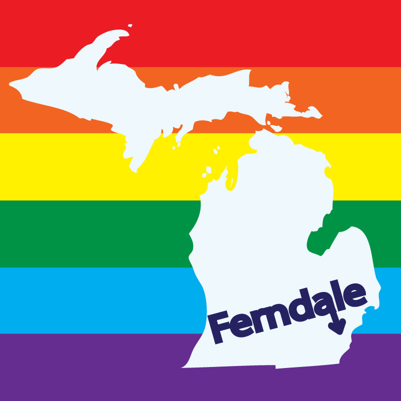Ferndale Arrow Rainbow Sticker