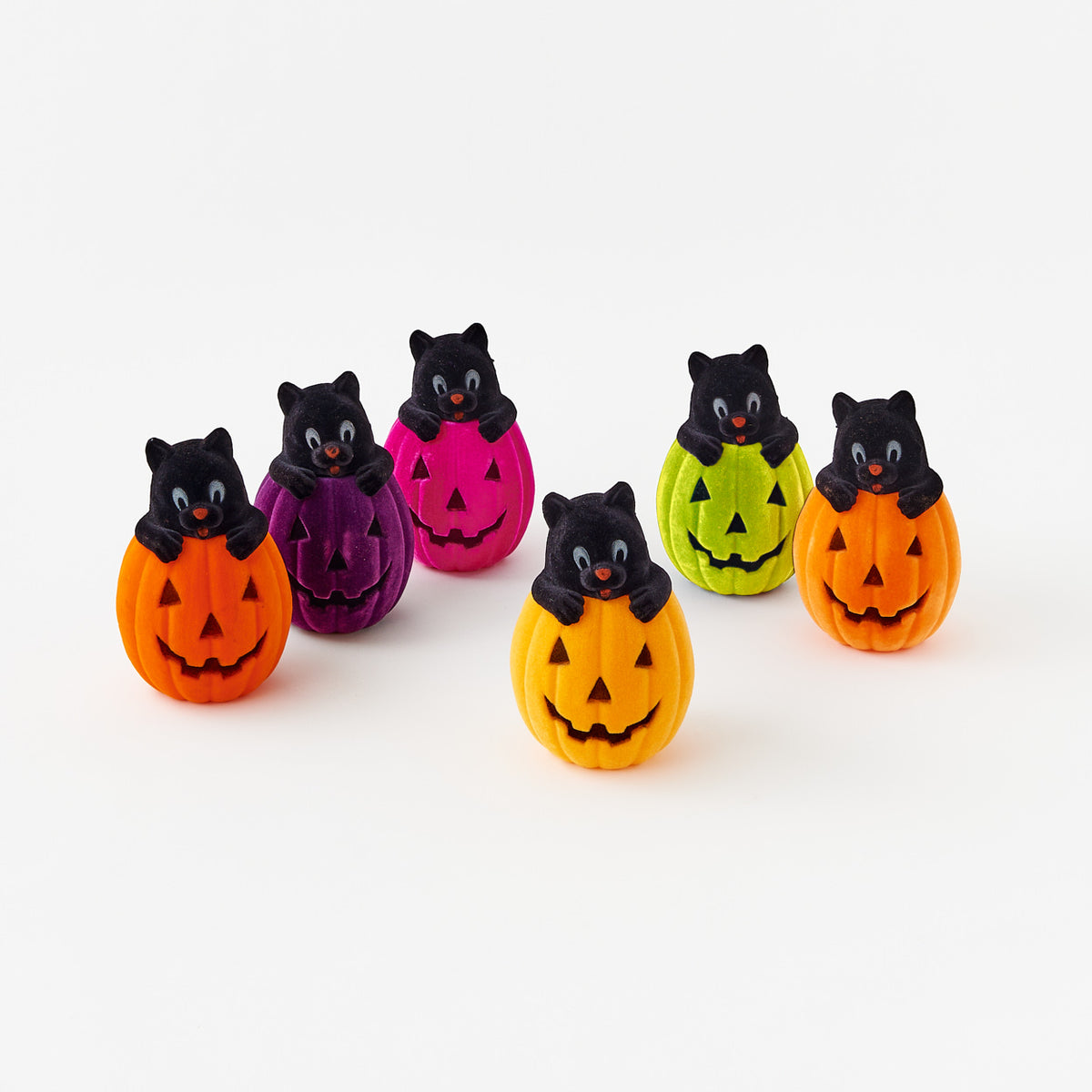 Flocked Cat In Pumpkin Assorted 8" DARK GREEN ONLY