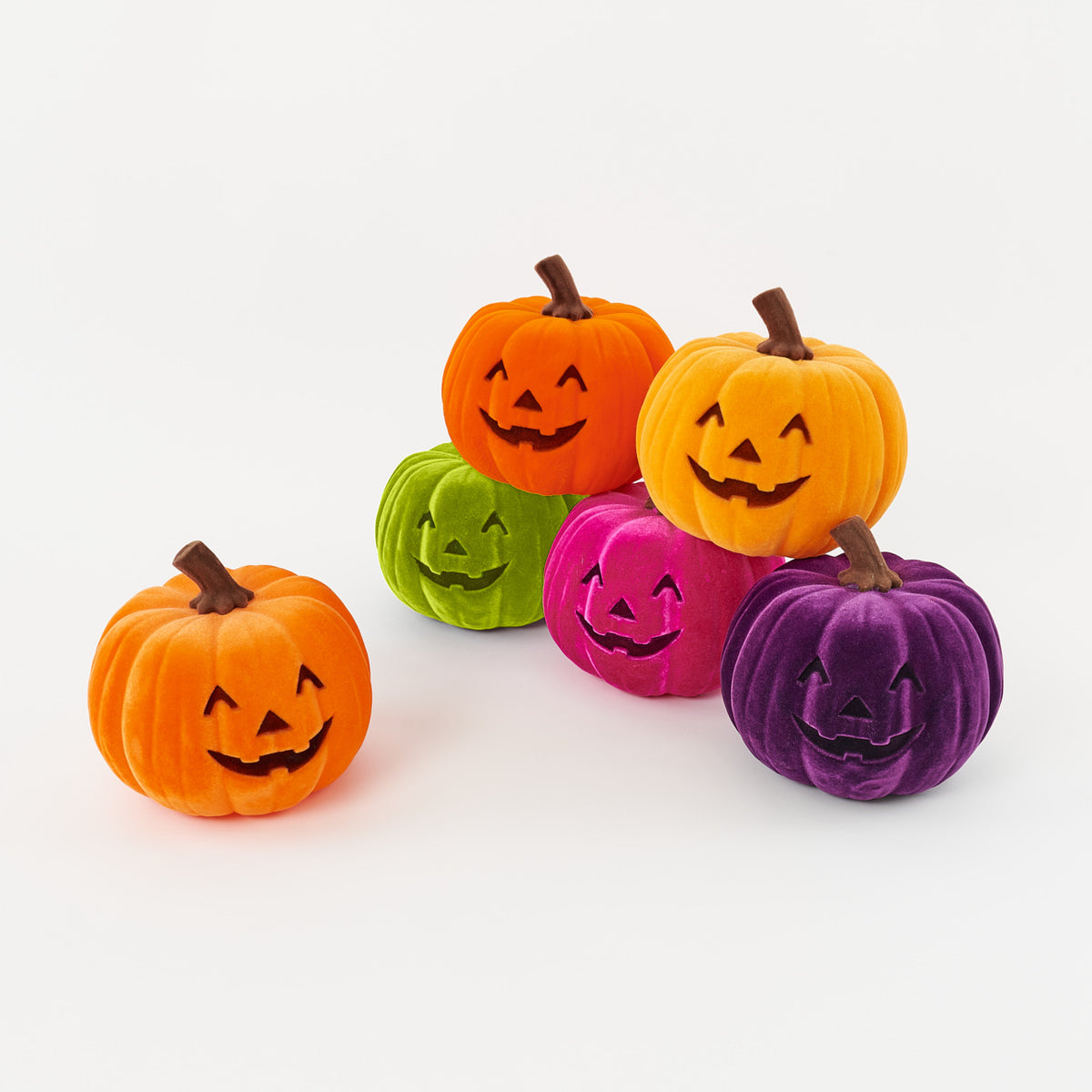 Flocked Jack O Lantern Assorted 9" LIGHT ORANGE OR DARK ORANGE ONLY
