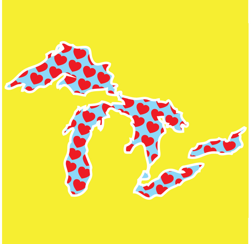 Great Lakes Hearts Sticker
