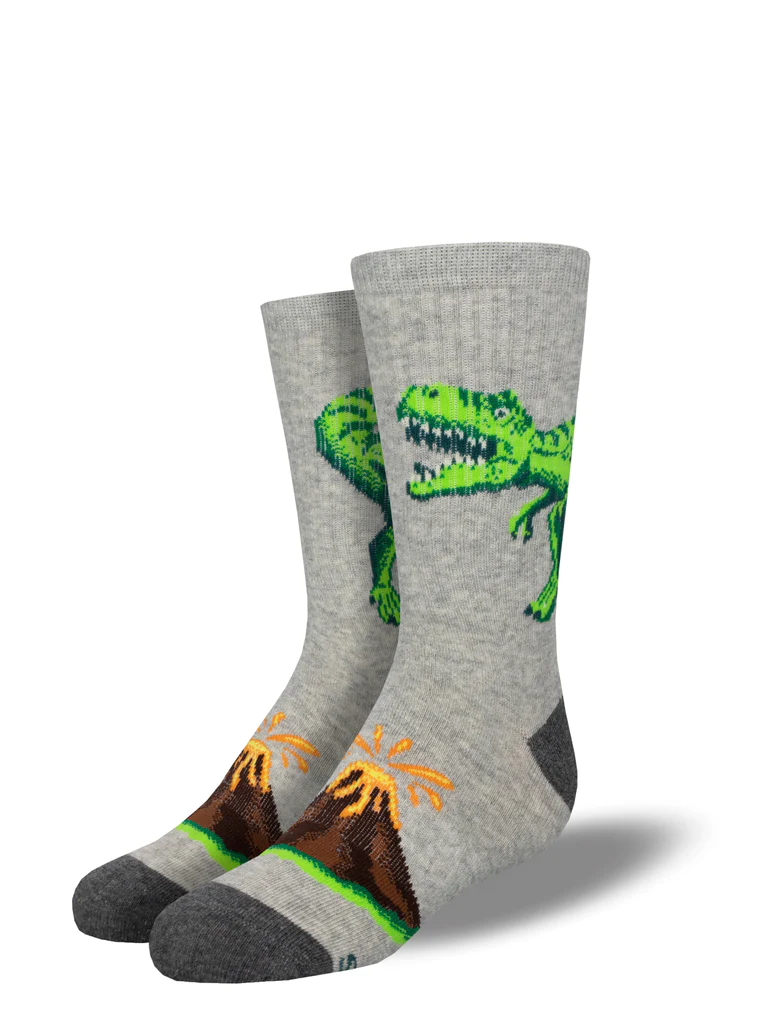 Hear Me Roar Kid's Socks Light Gray Heather (7-10 Years)