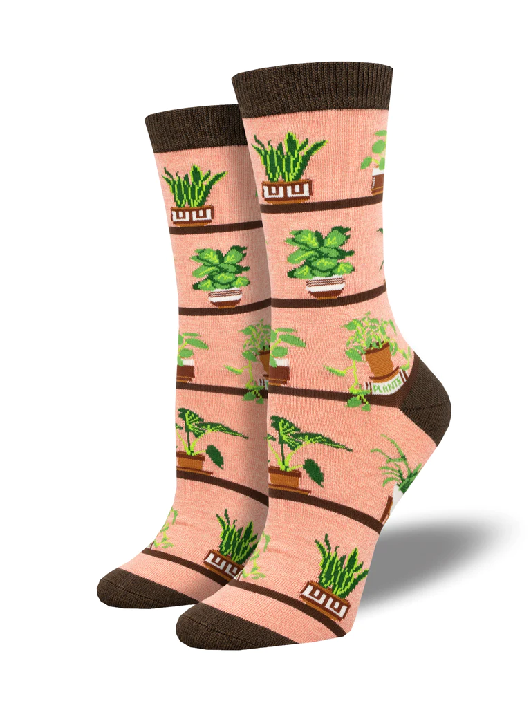Houseplants Women's Bamboo Socks Pink