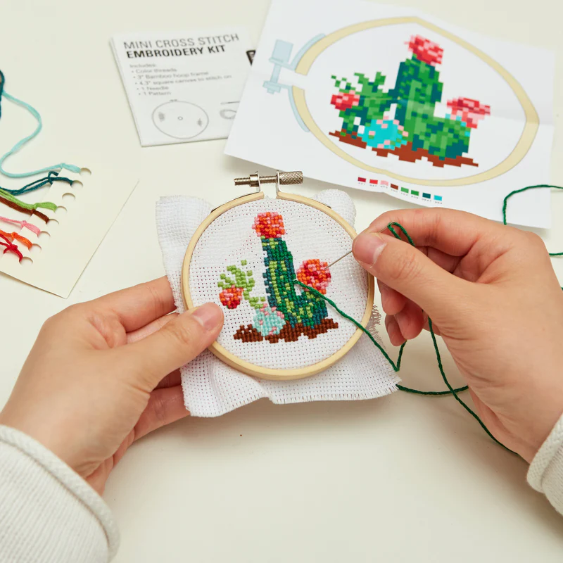 Mini Cactus Cross Stitch Embroidery Kit