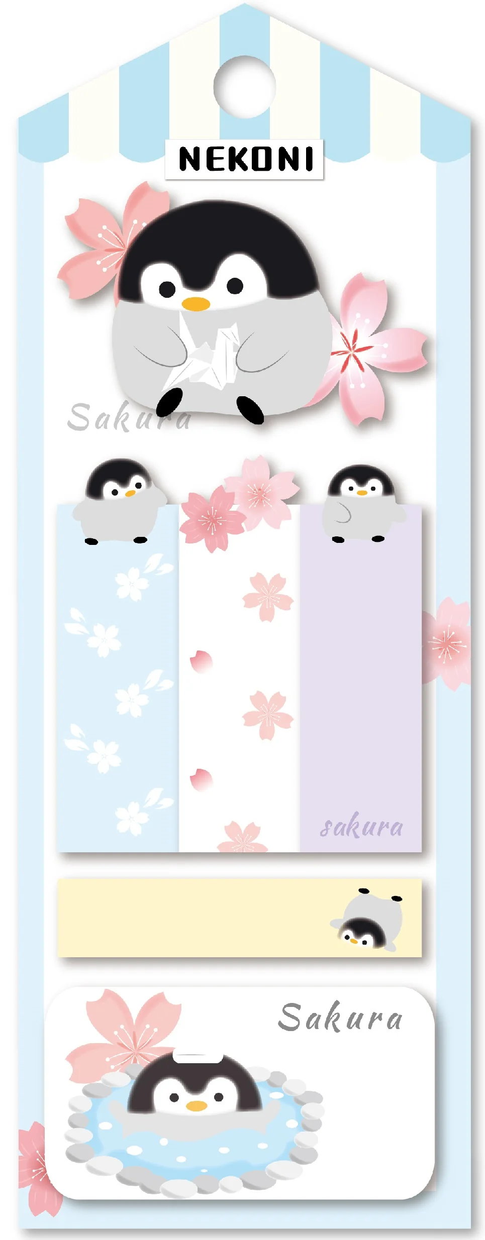 Penguin Sakura Cherry Blossom Sticky Notes Nekoni