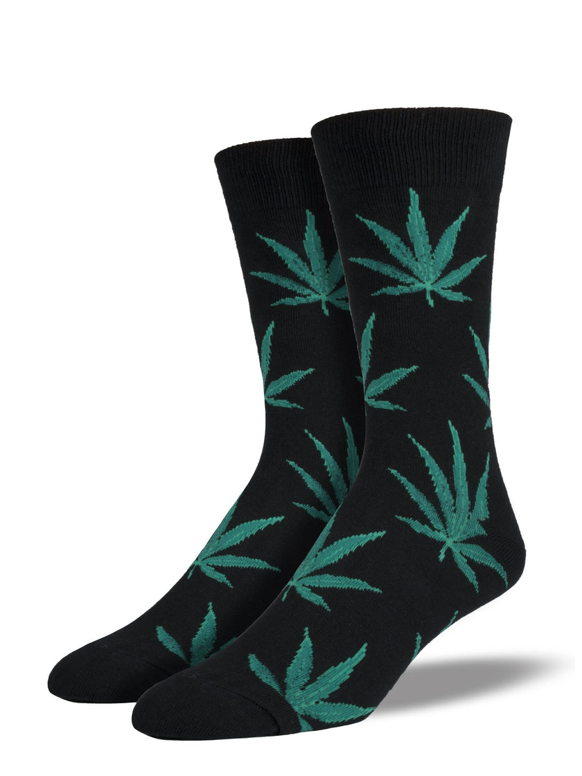 Pot Leaf Men's Crew Socks Black