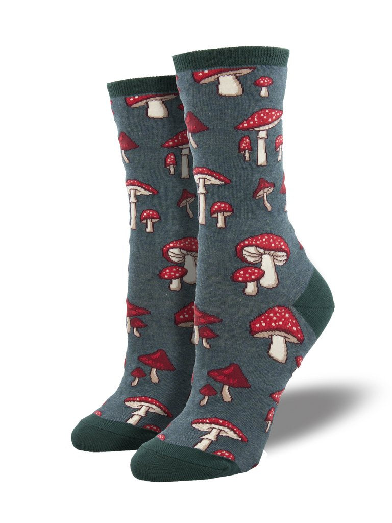 Pretty Fly For A Fungi Women's Crew Socks Green Heather