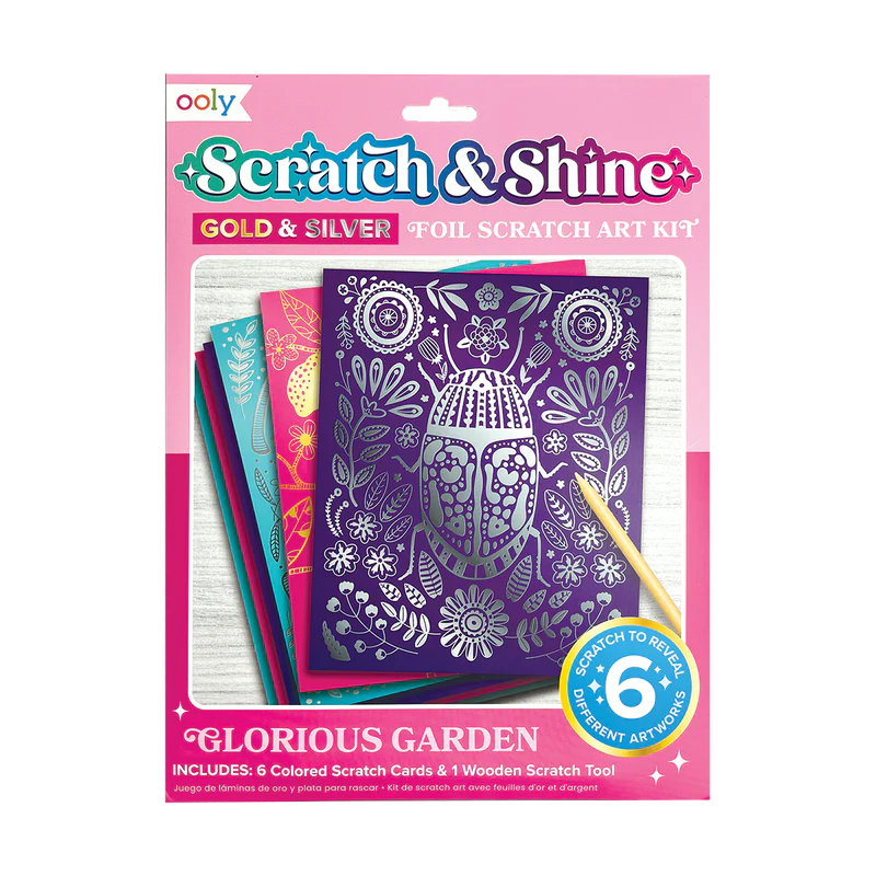 Scratch & Shine Glorious Garden Gold & Silver Foil Scratch Art Kit