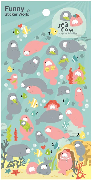 Manatee Puffy Stickers Funny Sticker World