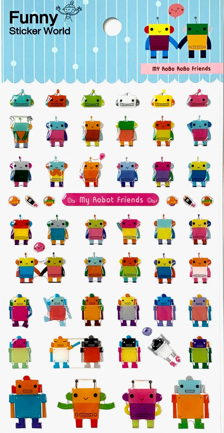 My Robot Friends Gel Stickers Funny Sticker World
