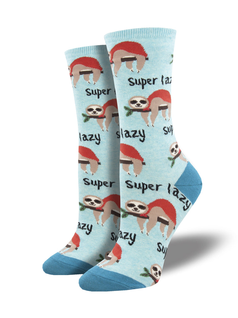 Super Lazy Women's Crew Socks Blue Heather