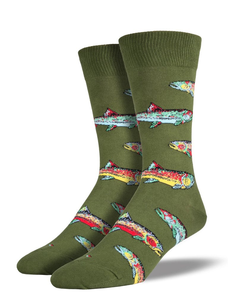 Trout Men's Crew Socks Green