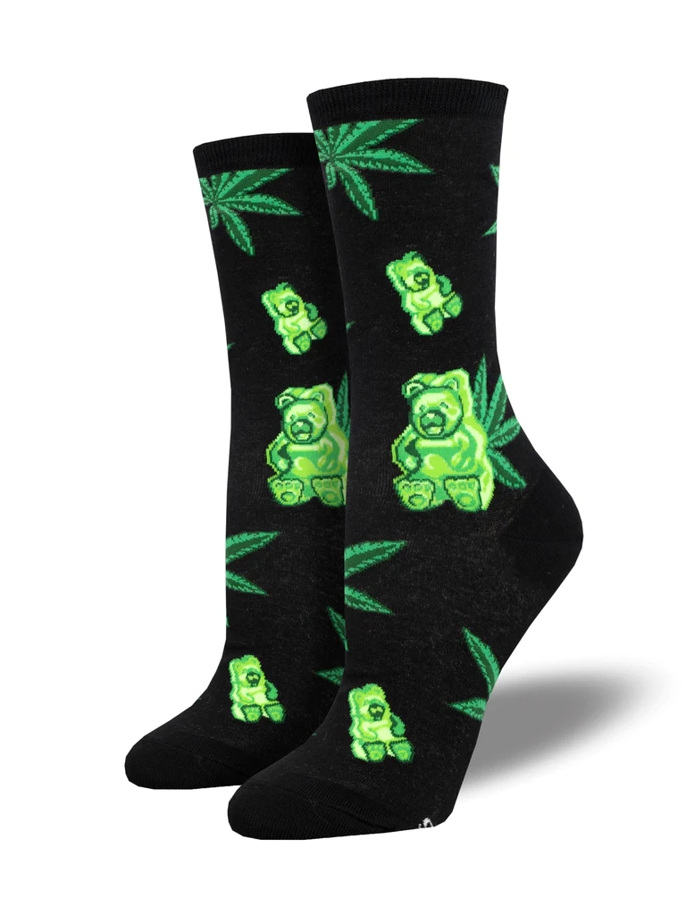 Weed Gummies Women's Crew Socks Black